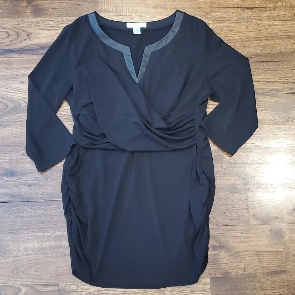 Womens Motherhood Maternity black draped tunic size L